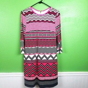 Eliza J Pink Abstract Geometric Design Short Dres… - image 1